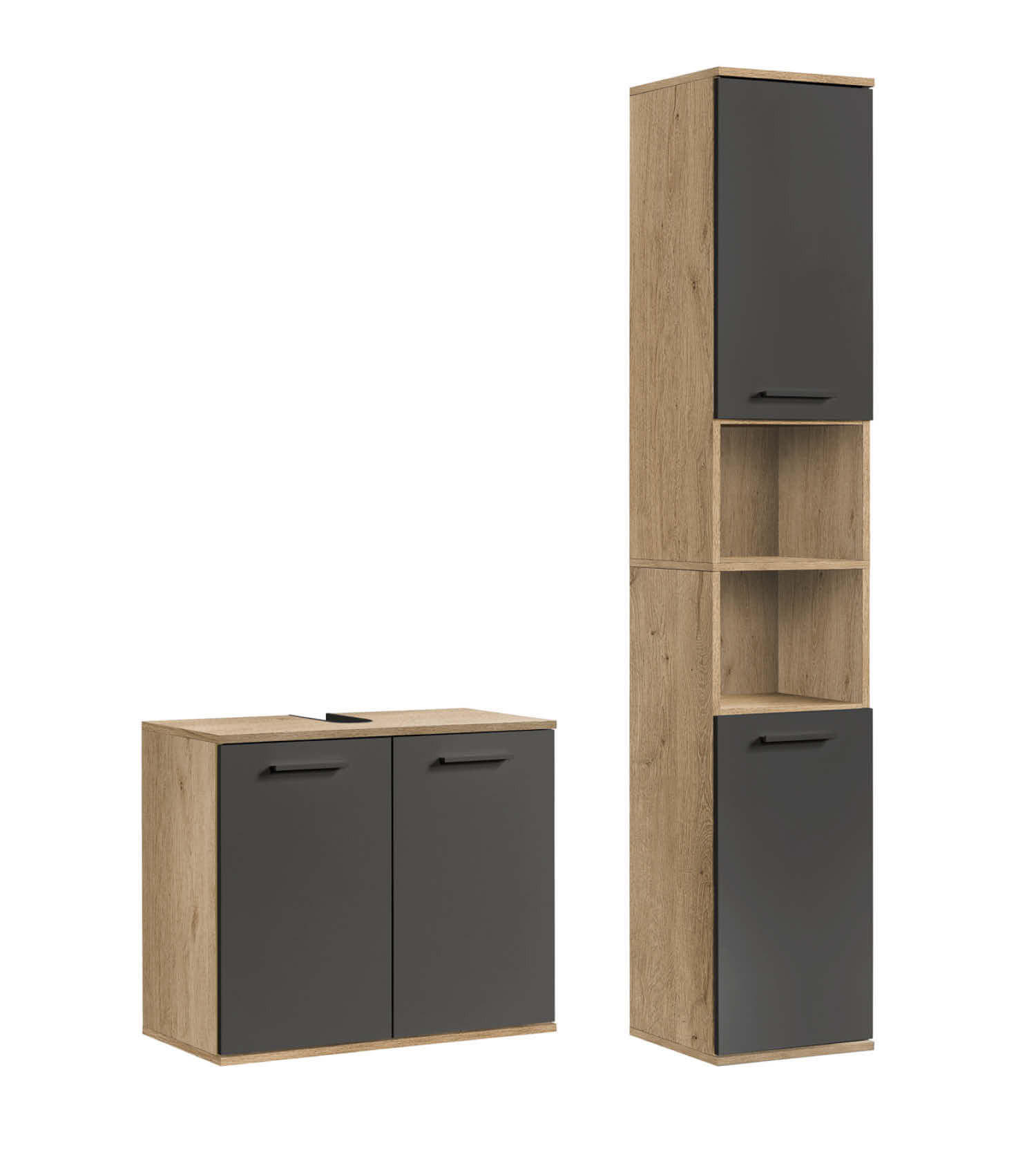 BADMÖBEL-SET 2-teilig Der Steuermann - Anthrazit, Holzwerkstoff (103/180/34cm) - Mokebo