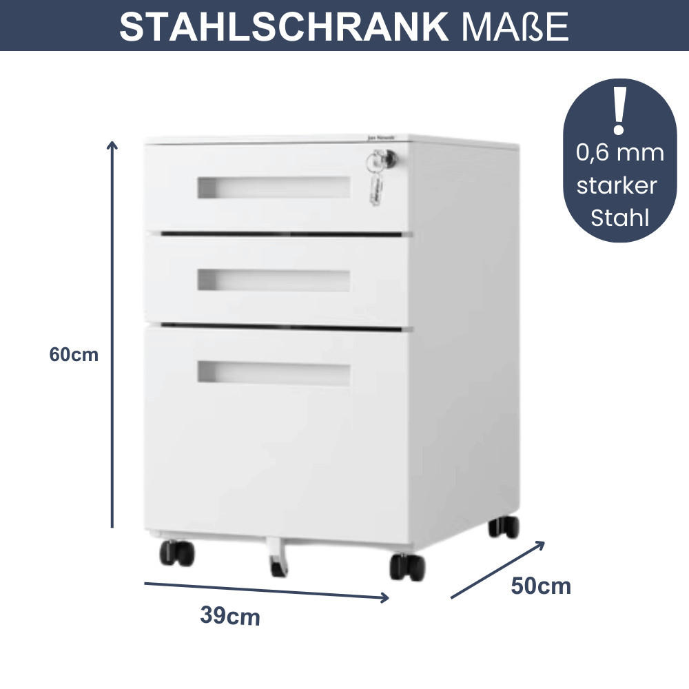 Thumbnail - Deluke Rollcontainer, Weiß, Metall, Rechteckig, 39x60x50 cm, Arbeitszimmer, Container