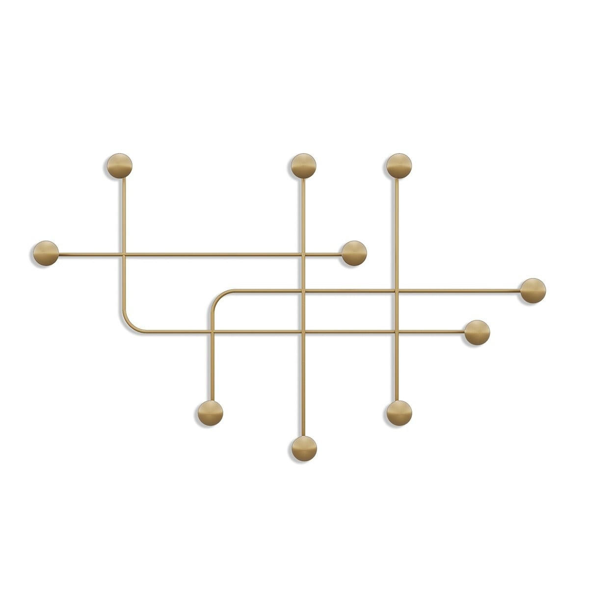 WANDGARDEROBE mit 9 Haken aus goldfarbenem Metall 107/10/64 cm - Goldfarben, Metall (10/64/10cm) - Calicosy