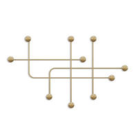 WANDGARDEROBE mit 9 Haken aus goldfarbenem Metall 107/10/64 cm - Goldfarben, Metall (10/64/10cm) - Calicosy