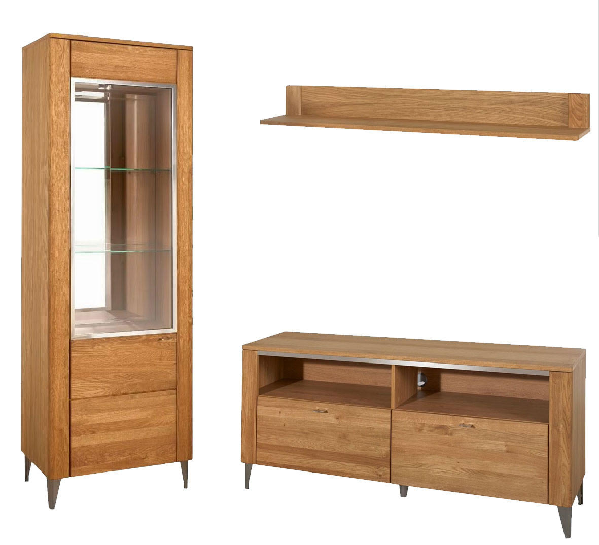 WOHNZIMMER-SET Latina Honig Eiche 3-teilig - Honigeiche/Braun, Holz/Holzwerkstoff (225/200/42cm) - Feldmann-Wohnen