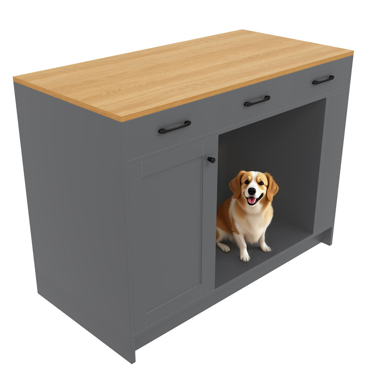 SERVIERWAGEN 120x46x85cm Grau mit Gewürzregal & verstellbaren Regalen - Grau, Holzwerkstoff (120/90/60cm) - Modfu