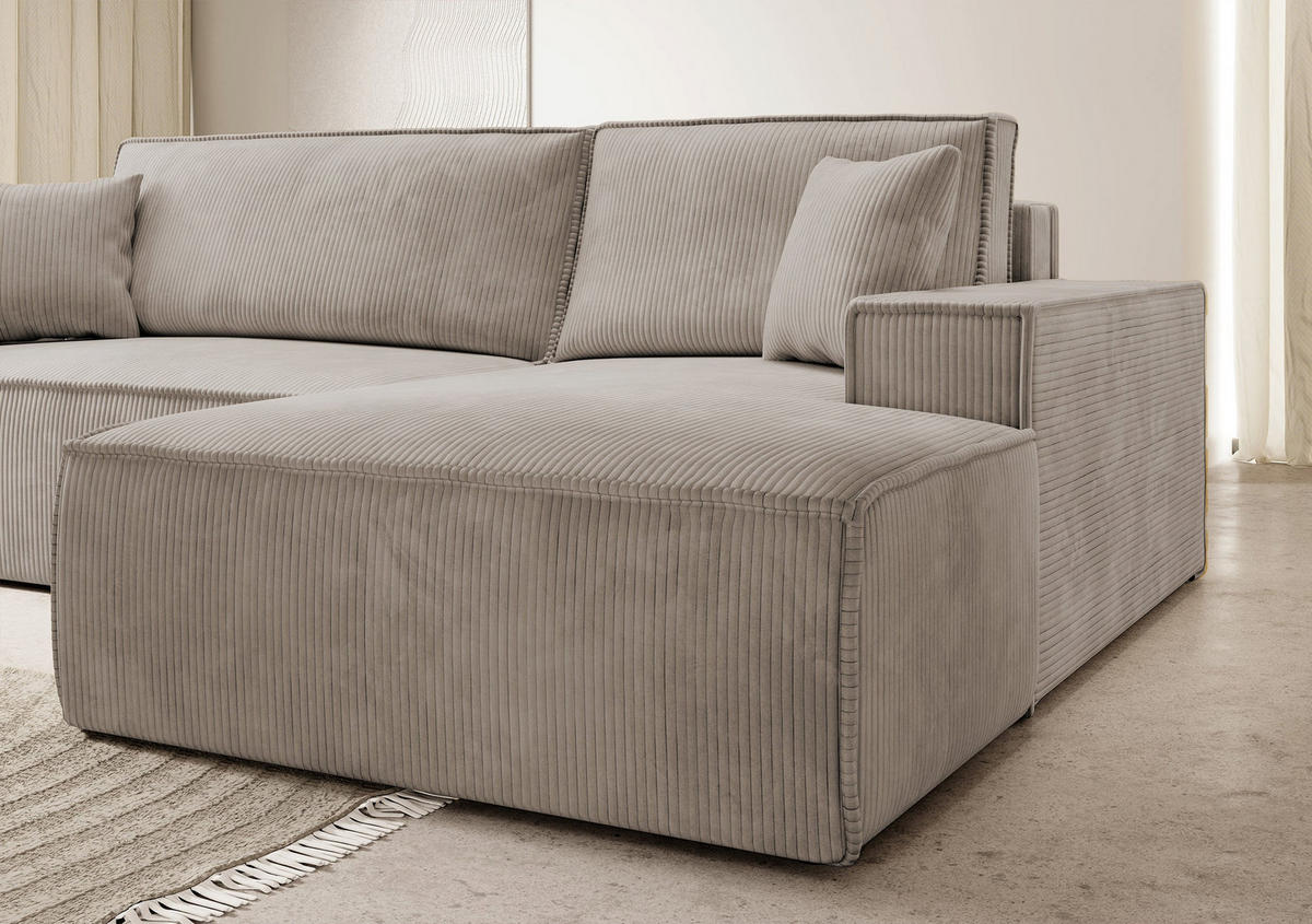 ECKSOFA Farese Beige Cord - Beige, Textil (267/167cm) - Selsey