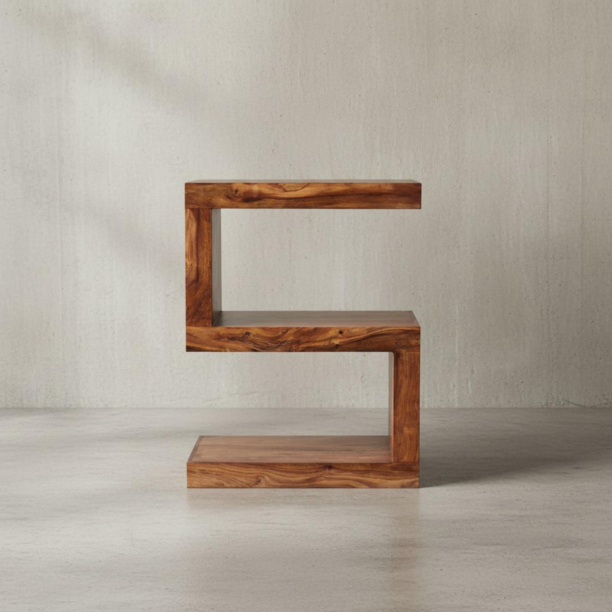 BEISTELLTISCH Massivholz S-Form Handgefertigt, Braun 44x30x60 cm - Braun, Holz (30/44/60cm) - KADIMA DESIGN