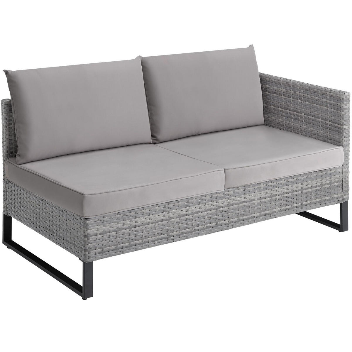 RATTANLOUNGE Ostuni, mit Sicherheitsglasplatte, grau-meliert/grau - Grau, Kunststoff - tectake