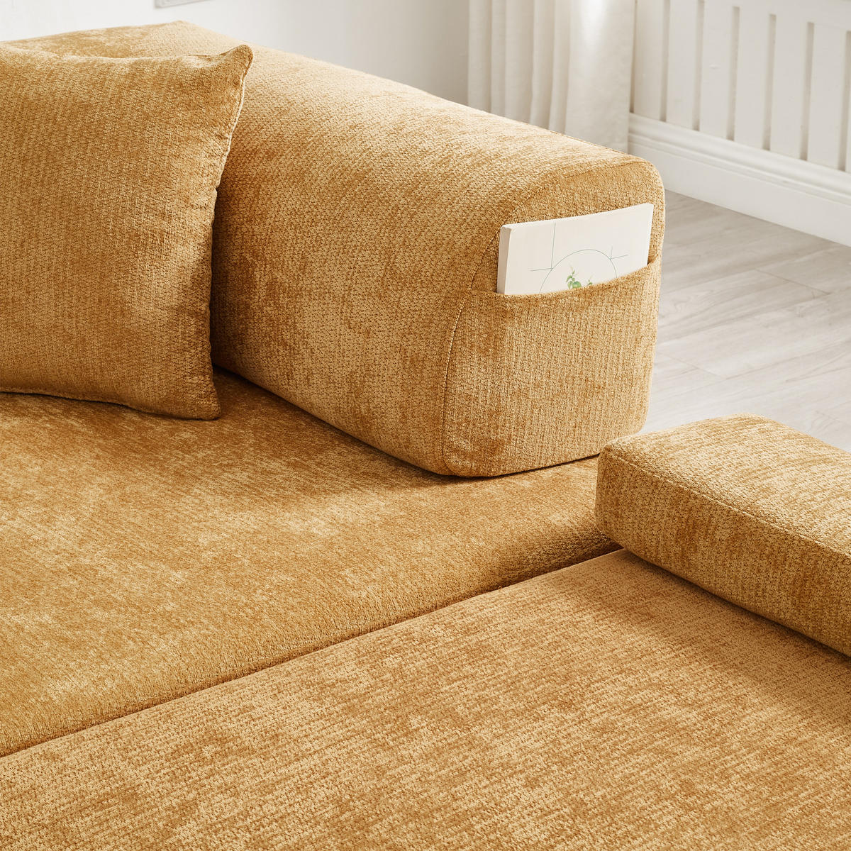 SCHLAFSOFA DE-35084 Gelb - Gelb, Holz (81/64/176cm) - ComfortXL