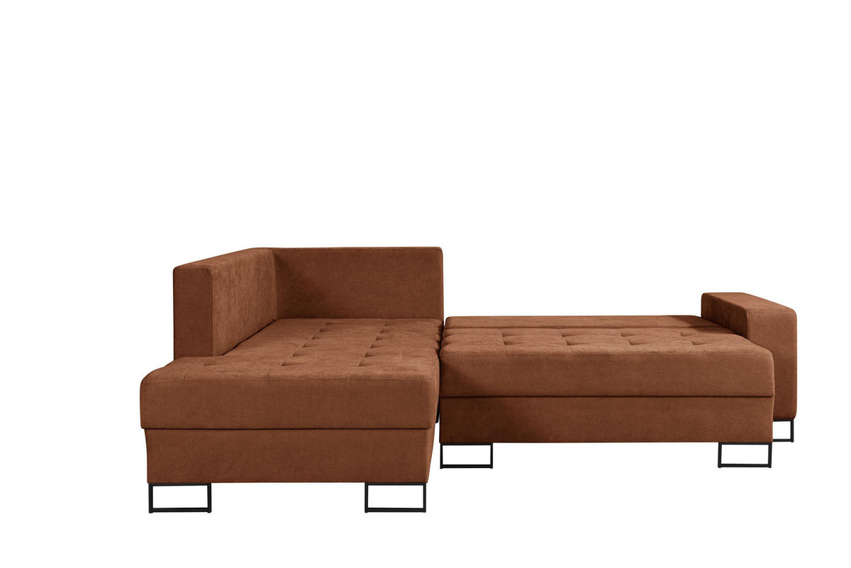 ECKSOFA mit Schlaffunktion Links Rostrot Chenille - 245x200 cm - Trevi - Terracotta/Schwarz, Holz/Holzwerkstoff (245/200cm) - Ravio