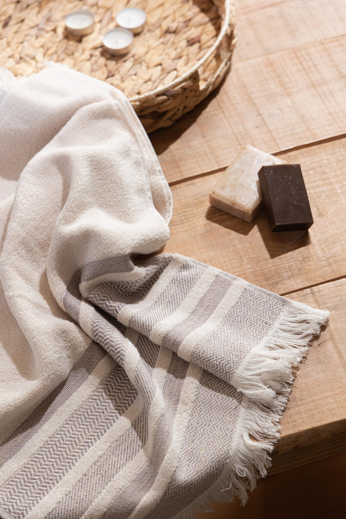 DUSCHTUCH Morning Dunes, 70x140cm, Baumwolle, Elfenbein - Creme, Textil (70/140cm) - SOWL