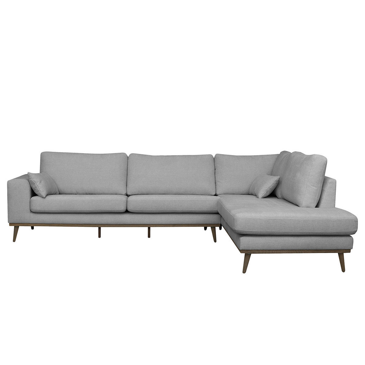 ECKSOFA mit Ottomane - Eichefarben/Grau, Eichenholz/Textil (287/219cm) - home24