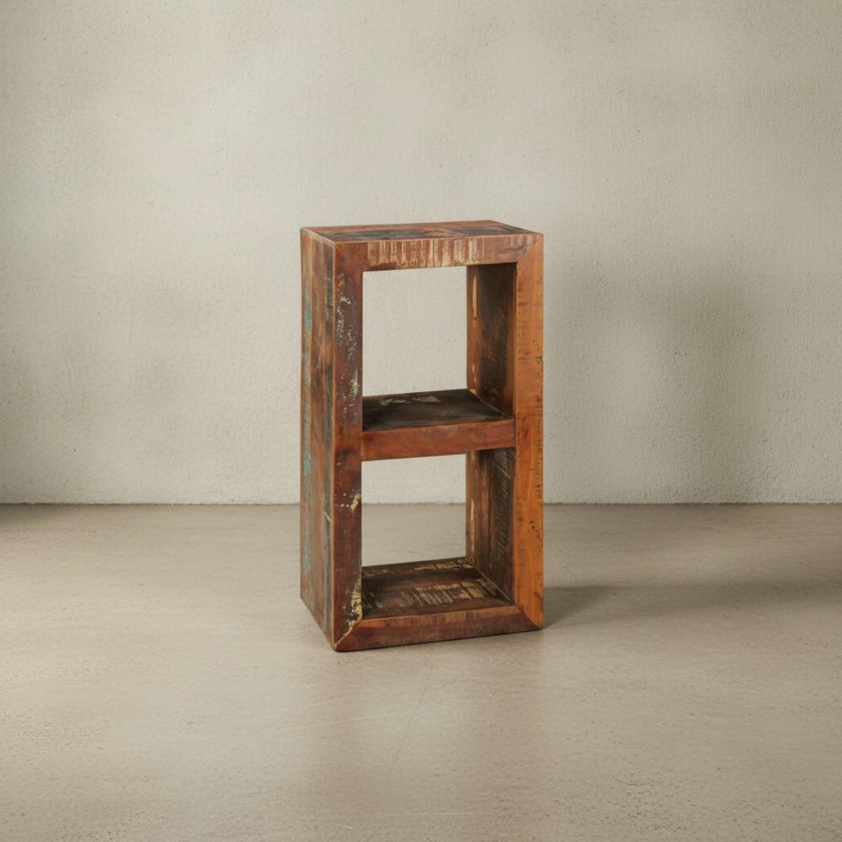 REGAL Massivholz Mango Cubeform Vintage EWA, Braun 45x35x90 cm - Braun, Holz (45/90/35cm) - KADIMA DESIGN