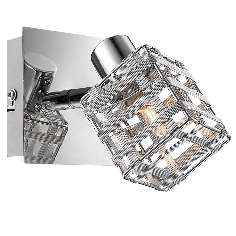 WANDLEUCHTE Aluminium Drahtgeflecht Silber - Silberfarben, Metall (9/11/12.5cm) - Globo Lighting