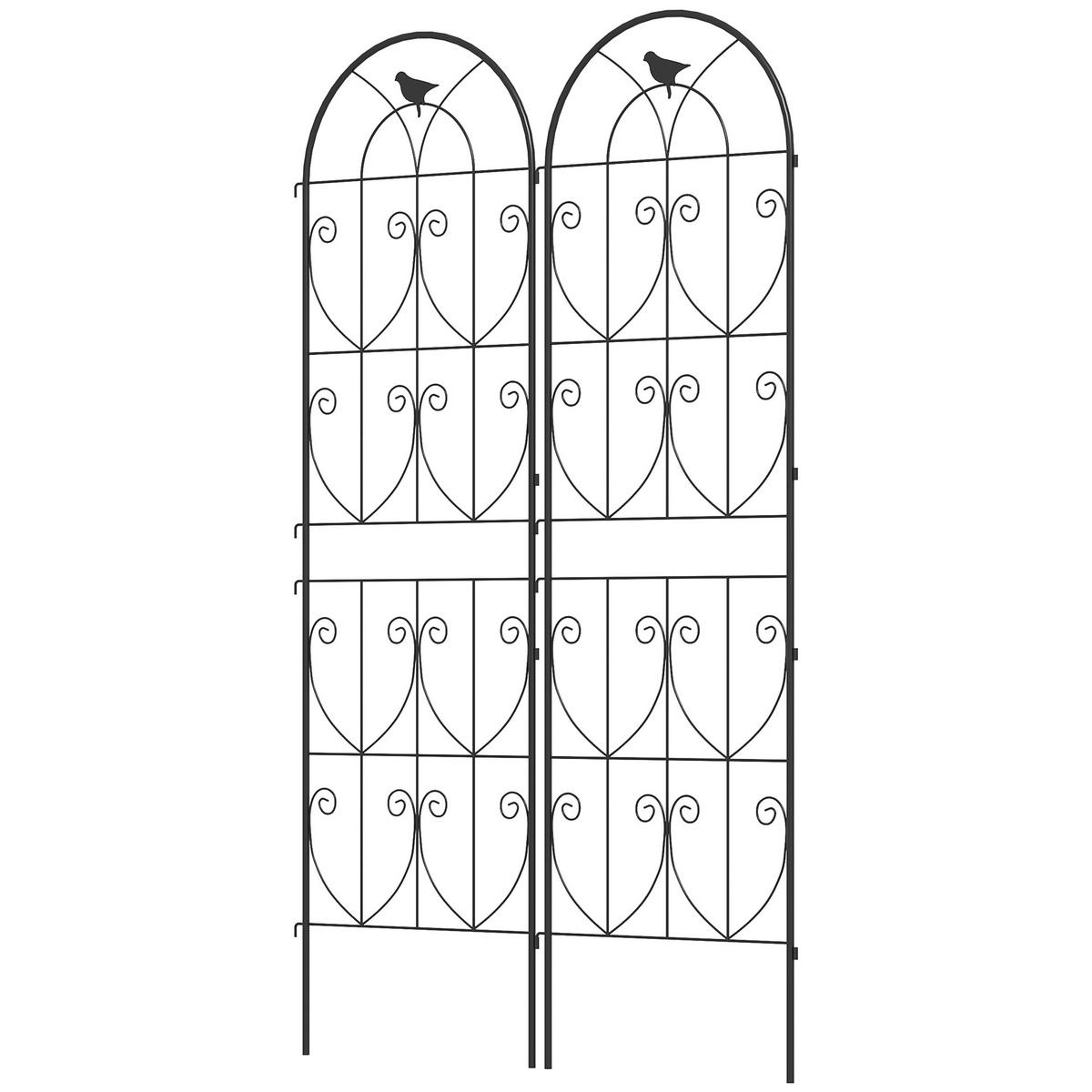 RANKGITTER DE-18329 2er-Set mit Vogelmotiven, 180 cm hoch Schwarz - Schwarz, Metall (1.3/180/50cm) - ComfortXL