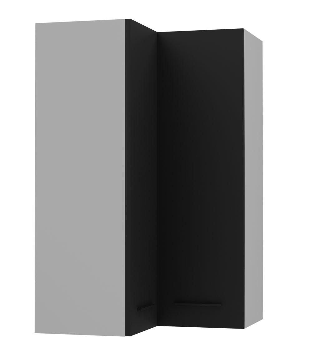 ECKHÄNGESCHRANK Bonn W14/60 grau / schwarz matt 60 / 60 / 96cm - Schwarz/Grau, Holz/Holzwerkstoff (60/96/60cm) - Feldmann-Wohnen