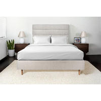 KOPFTEIL Modell Linien – Hellbeiger Bouclé-Stoff 180 cm - Beige, Karton/Holz (180/120/10cm) - Sommeil de Plomb