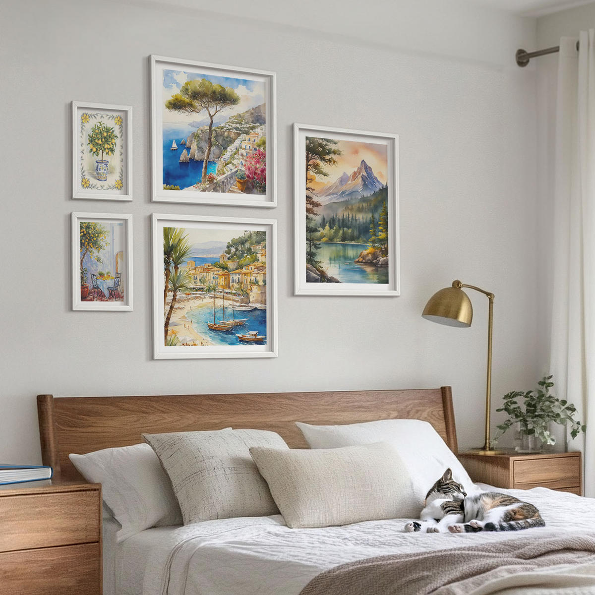 BILDER SET 5er Set - 50x50 cm & 20x30 cm & 40x60 cm Weißer Rahmen - Zitrusfrüchte aus Italien - Weiß, Kunststoff (40/60cm) - TULUP