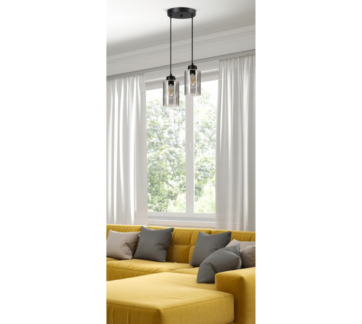 PENDELLEUCHTE TUBE - Transparent/Schwarz, Glas/Metall (20/20/80cm) - kiki design