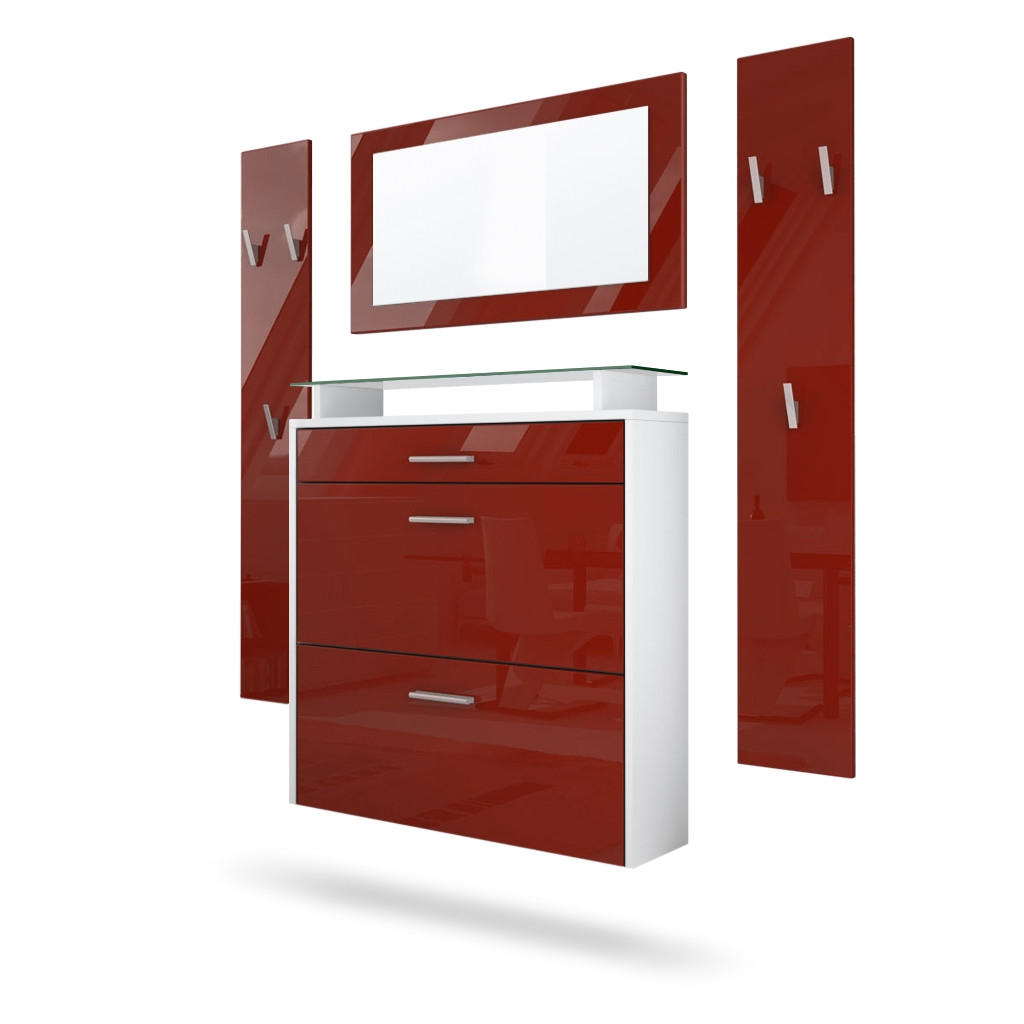 GARDEROBE Malea Front in Bordeaux Hochglanz - Bordeaux, Holzwerkstoff (180/180/23cm) - Vladon
