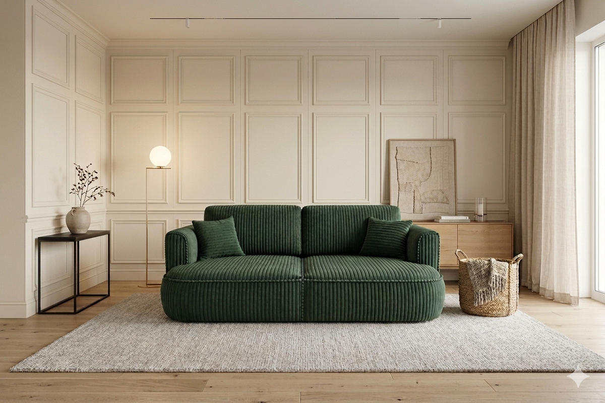 BIGSOFA COZI, Dunkelgrün mit Cordbezug - Dunkelgrün, Kunststoff/Textil (240/87/180cm) - KS Home Concept