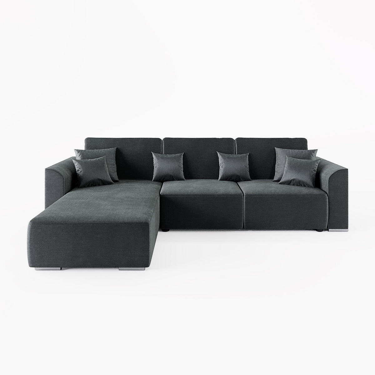 ECKSOFA LUMO L Links Hellgrau Velours-Stoff mit Schlaffunktion und Bettkasten - Hellgrau, Textil (293/195cm) - Barchello