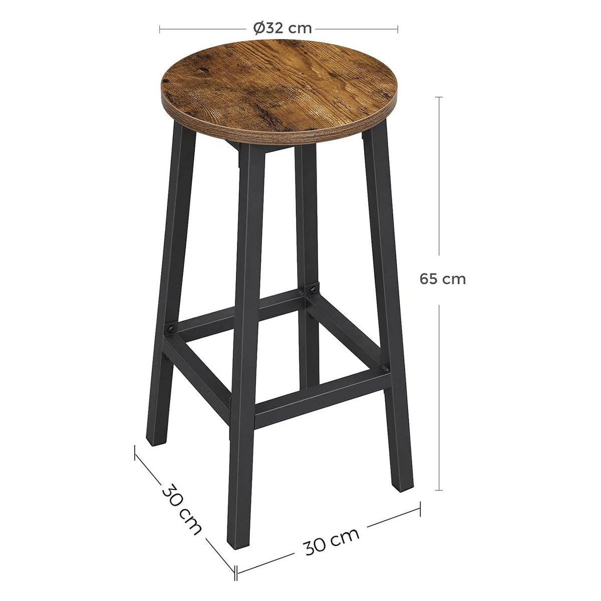 BARHOCKER 4ER-SET - Braun, Holzwerkstoff (32/65/32cm) - Hansiro