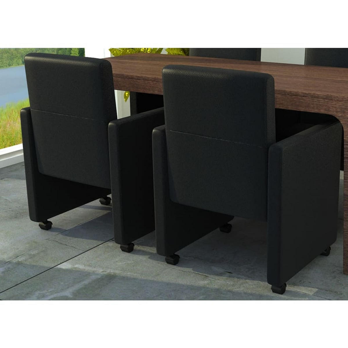 ESSZIMMERSTÜHLE 2 Stk. Schwarz Kunstleder 58.5*65*88cm - Schwarz, Leder (58.5/88/65cm) - ZMH