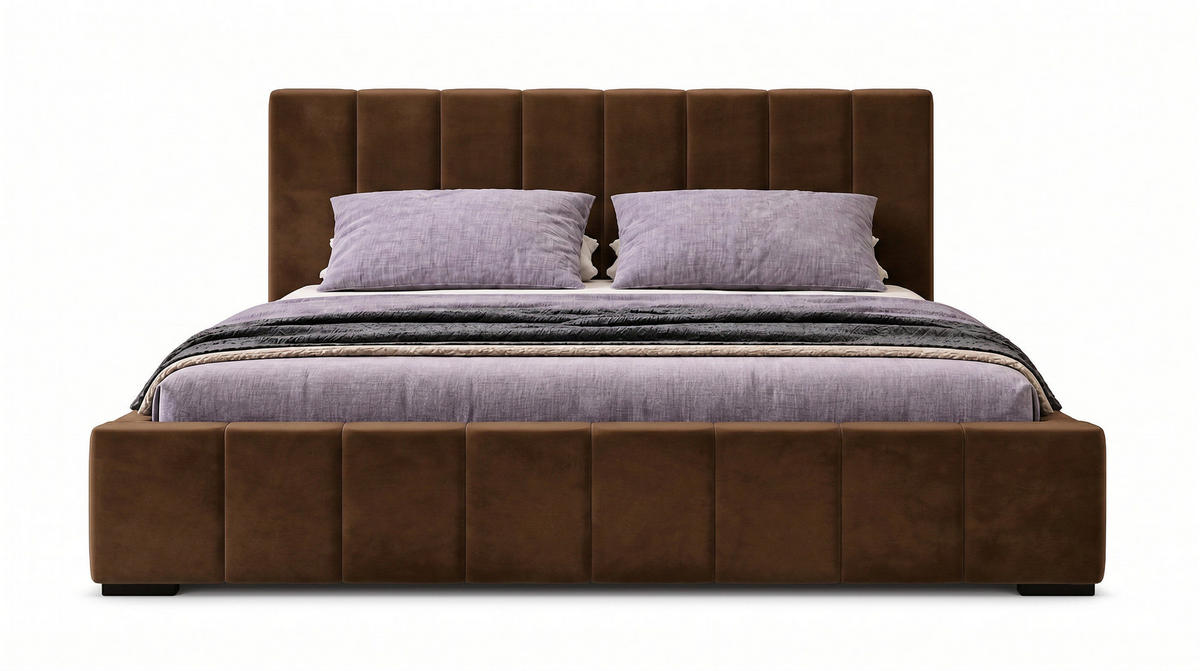 MARPUR Polsterbett NERO 180x200 cm mit Bettkasten und Lattenrost, Dunkelbraun - Chromfarben/Dunkelbraun, Holz/Holzwerkstoff (180/200cm) - Marpur