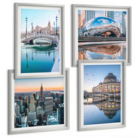 BILDER SET 4er Set - 50x50 cm & 40x60 cm Silberner Rahmen - Architektur von Städten am Wasser - Silberfarben, Kunststoff (50/50cm) - TULUP