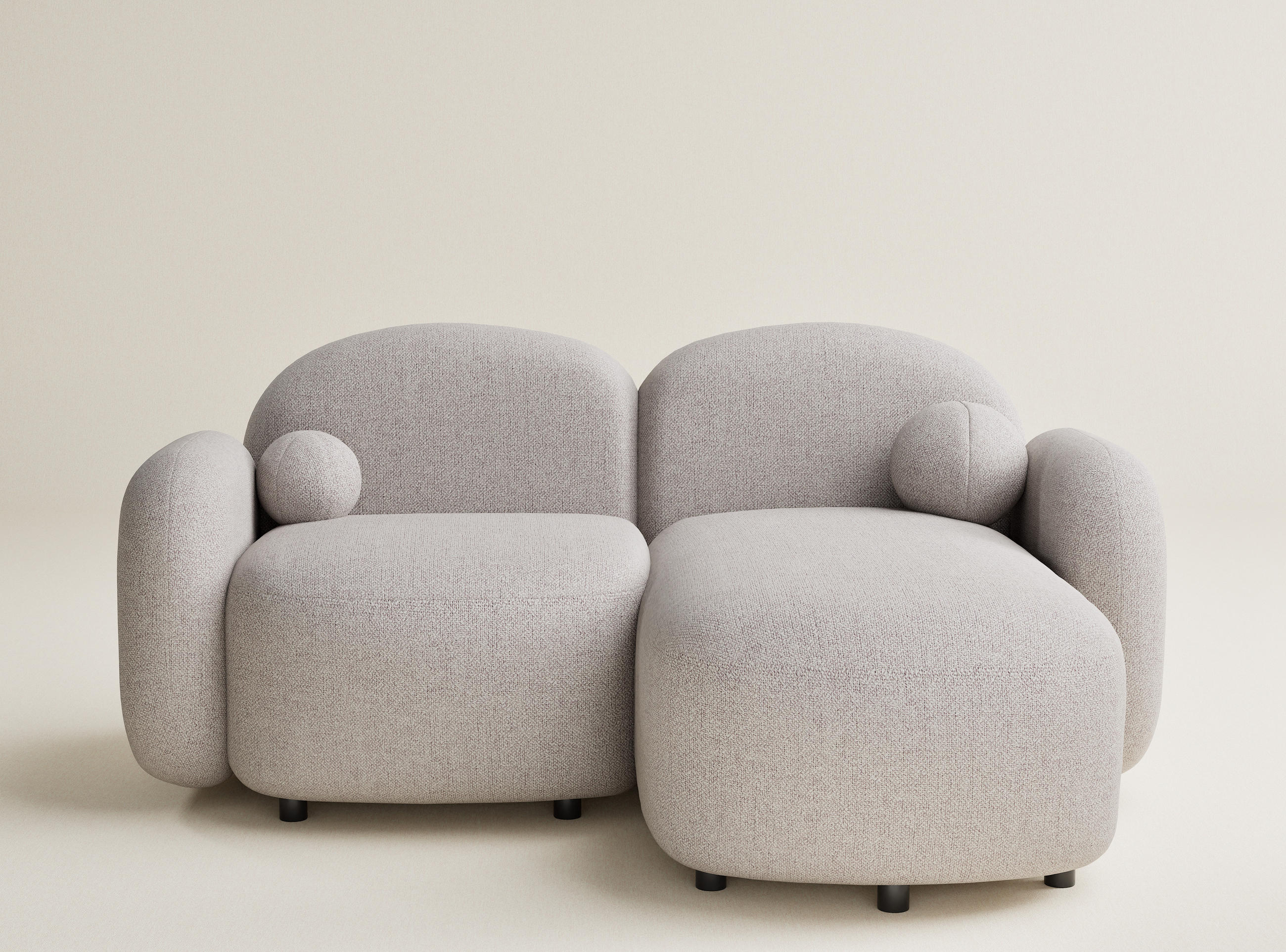 ECKSOFA Bahama Beige Webstoff - Beige/Schwarz, Holz/Holzwerkstoff (190/146cm) - Maison de Reve