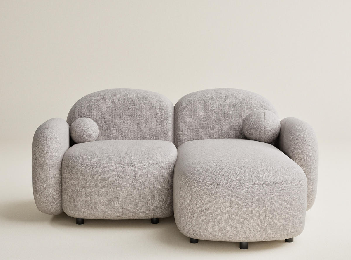 ECKSOFA Bahama Beige Webstoff - Beige/Schwarz, Holz/Holzwerkstoff (190/146cm) - Maison de Reve