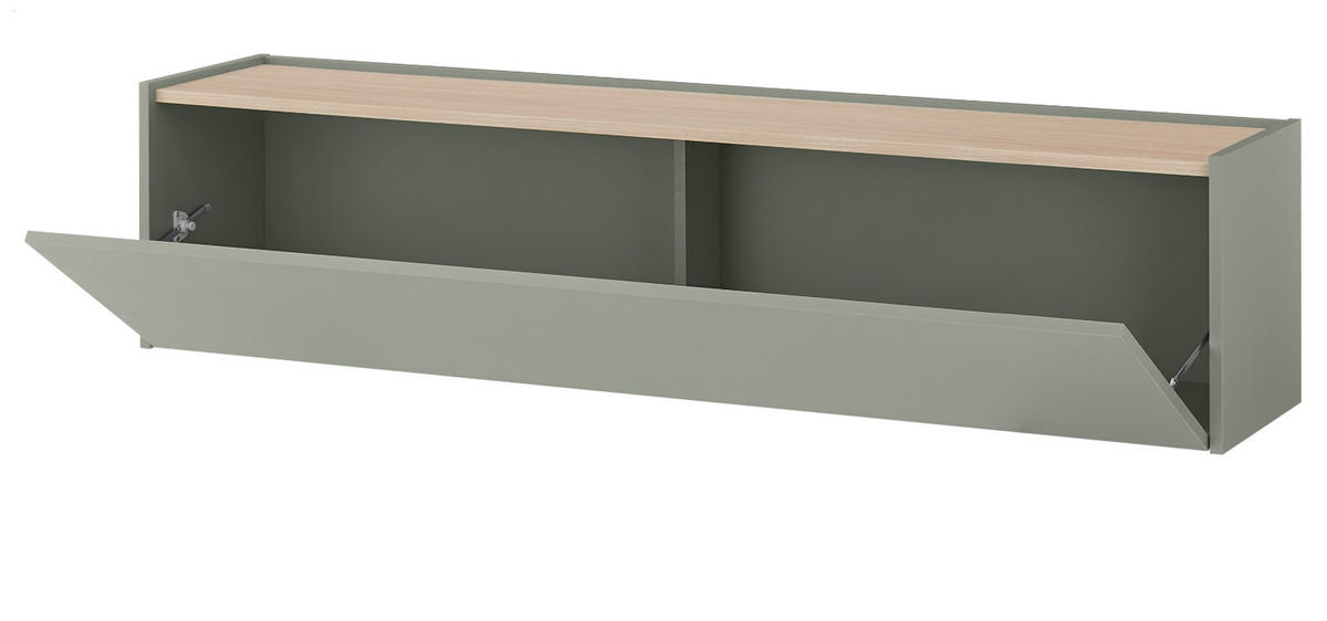 TV-LOWBOARD in Salbei Grün mit Eiche, Hängeschrank mit Stauraum, 150 cm - Salbeigrün/Eichefarben, Holz/Holzwerkstoff (150/35/30cm) - Furn.Design