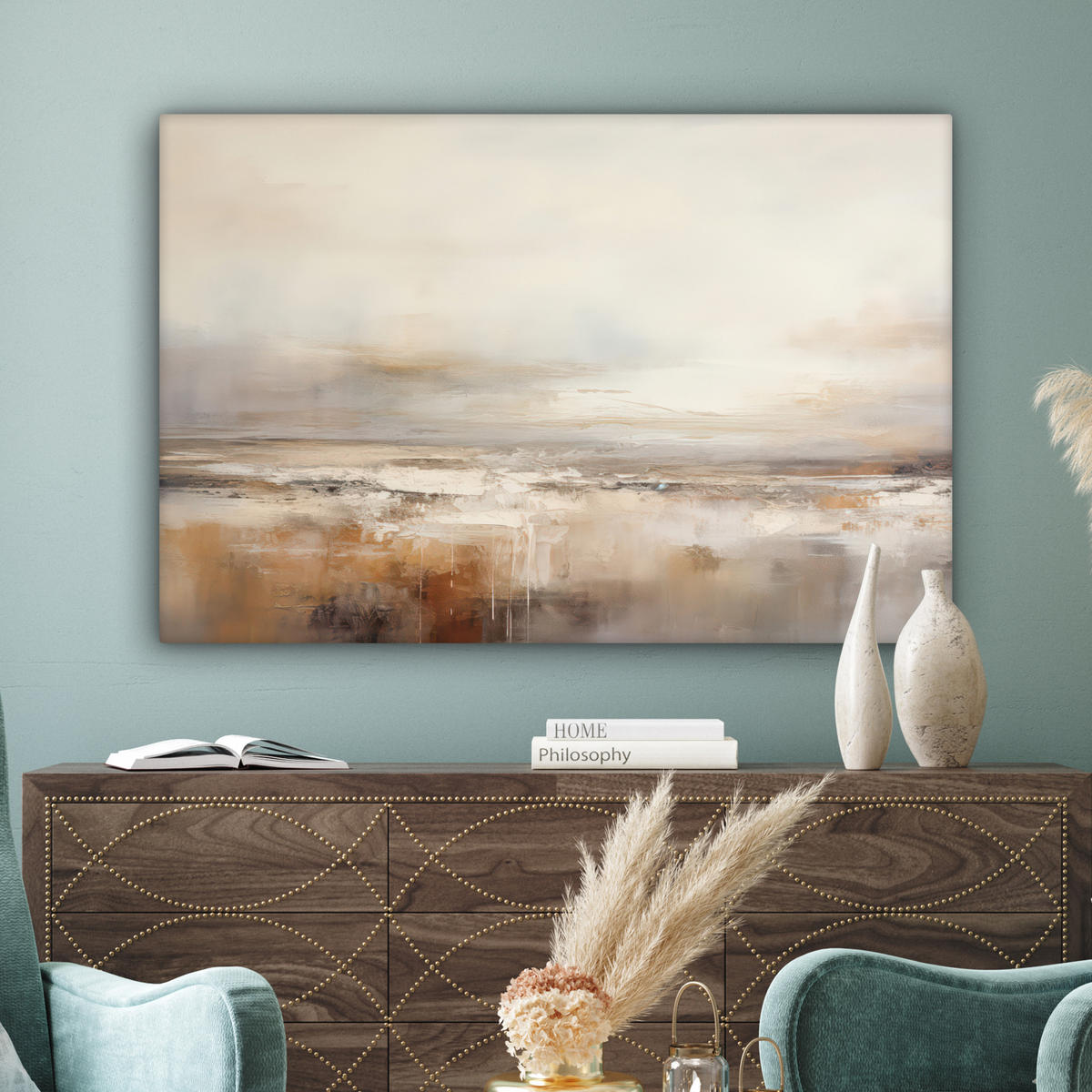 LEINWANDBILD - Kunst - Industriell - Grau - Braun - Abstrakt - 120x80 - Kunstdruck - Sandfarben, Textil (120/80cm) - MuchoWow
