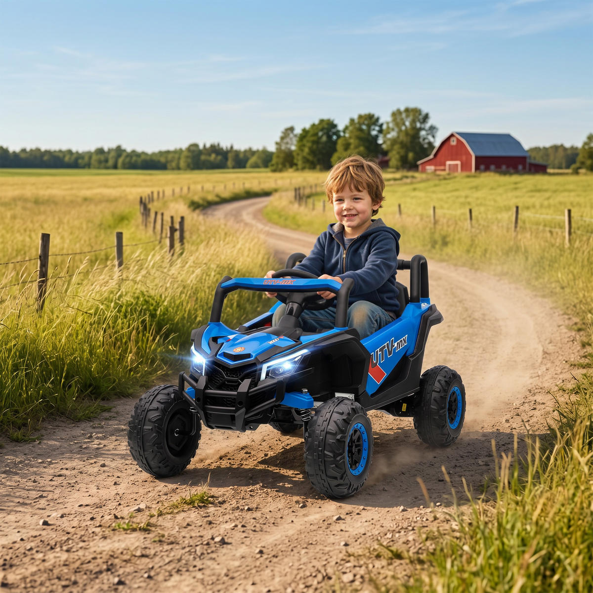 KINDER-ELEKTROAUTO Kunststoff Metall Blau - Orange, Kunststoff (96/61/56cm) - AIYAPLAY