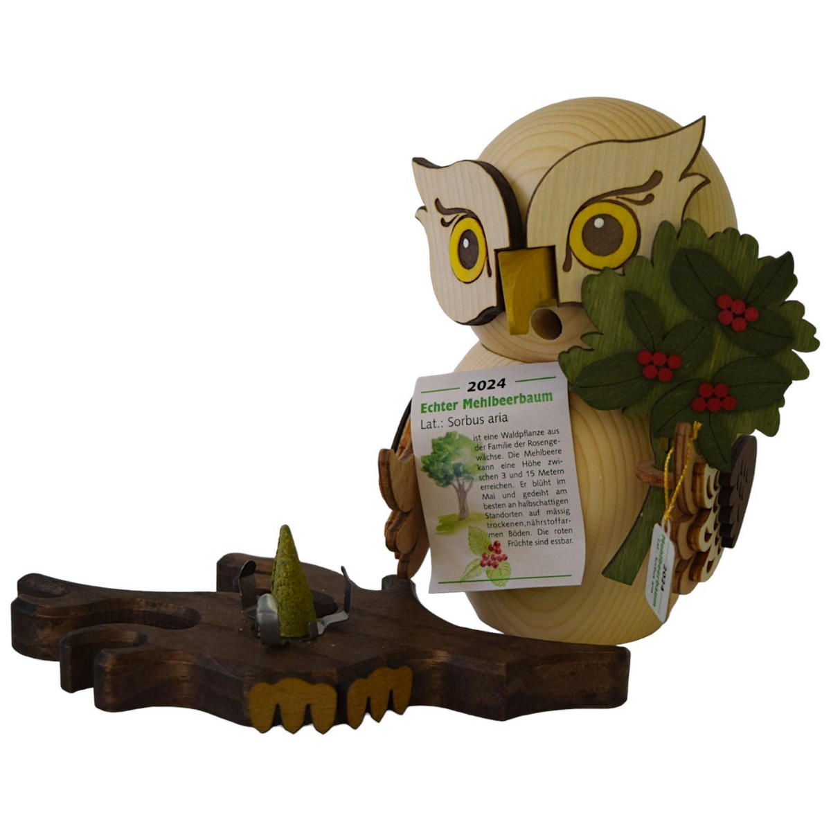 RAUCHFIGUR Eule Jahreseule 2024 Mehlbeere 15 cm - Multicolor, Holz (10/15/10cm)
