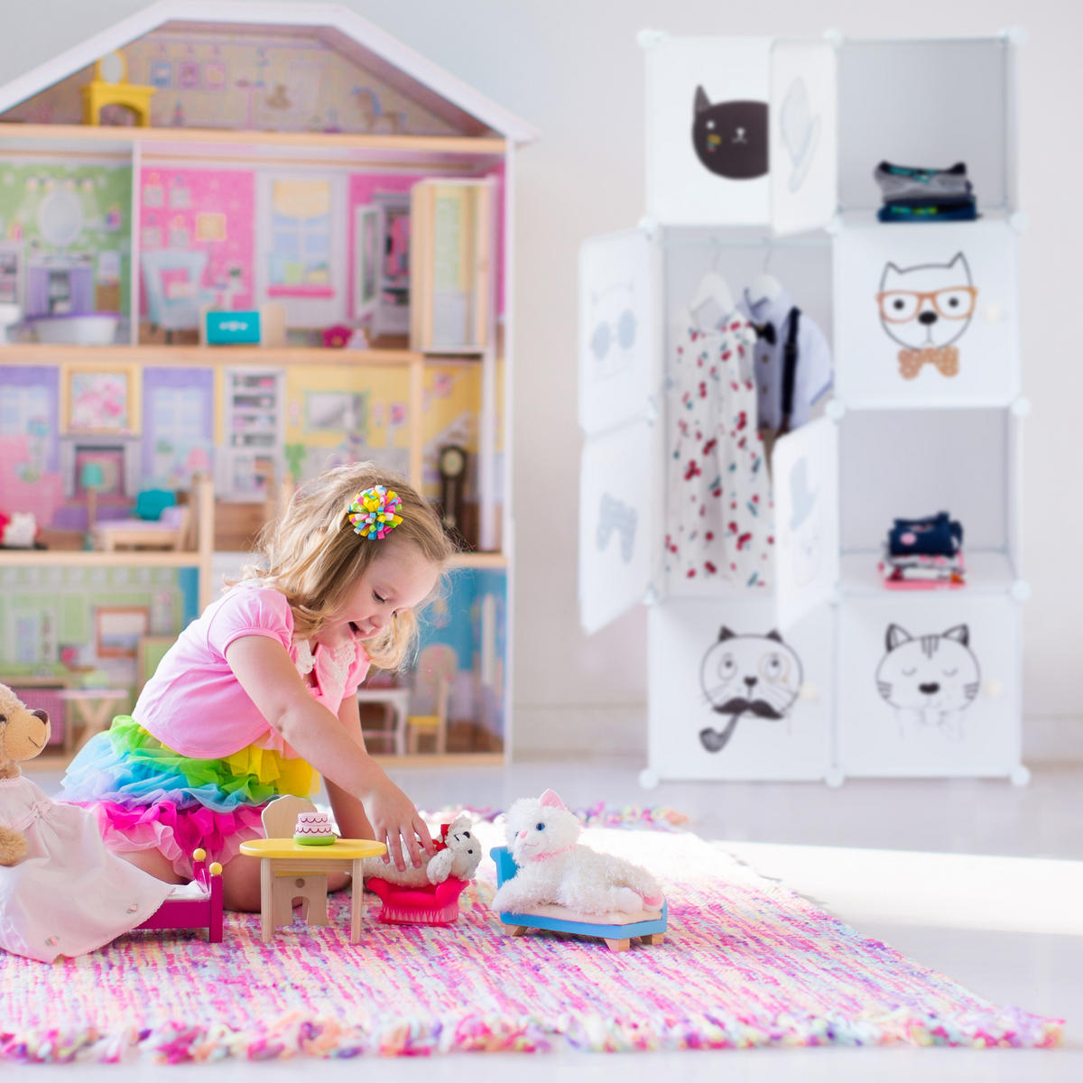 STECKREGAL Kinderzimmer - Weiß, Kunststoff (74/145/36.5cm) - Relaxdays