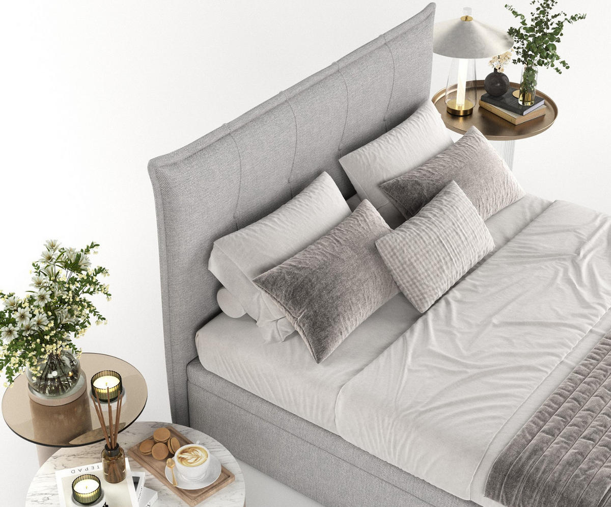 POLSTERBETT Liano mit Stauraum 140/200 cm Grau im Megan Stoff - Schwarz/Grau, Holz/Holzwerkstoff (140/200cm) - AltaBeds
