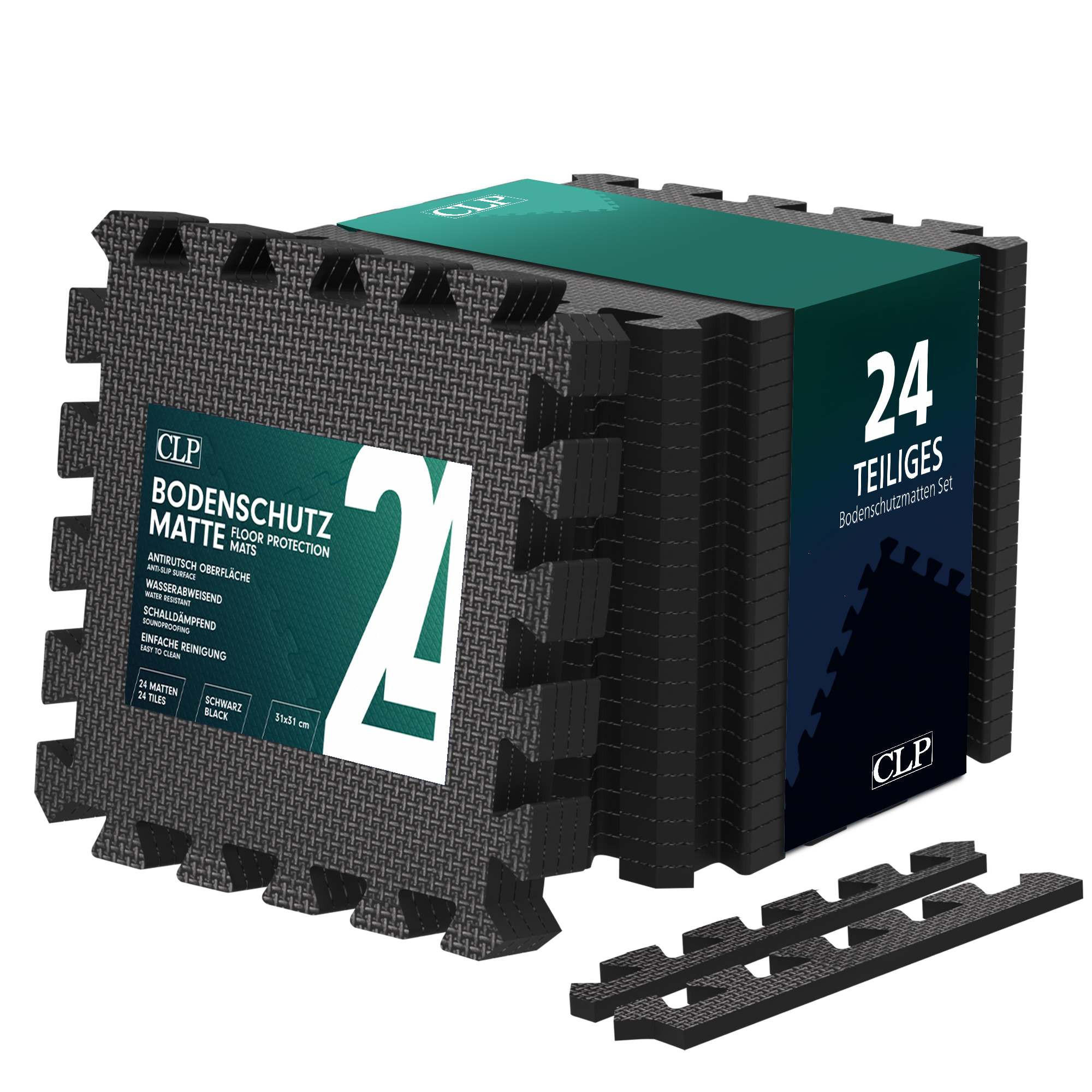 BODENSCHUTZMATTE 24er-Set Schwarz - Schwarz, Kunststoff (30/30cm) - CLP