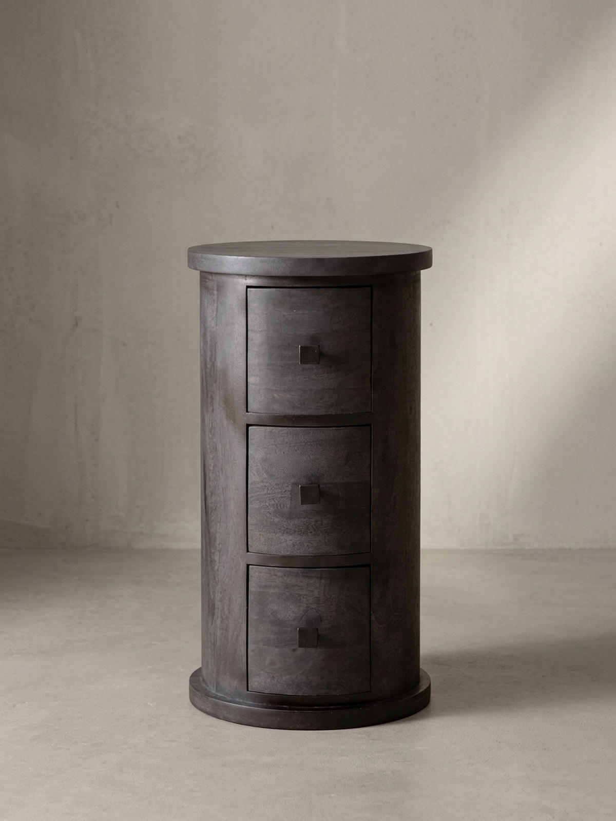 KOMMODE – Mango Massivholz, 34x65x34 cm, 3 Schubladen, schmal, schwarz - Schwarz, Holz (34/65/34cm) - KADIMA DESIGN