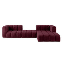 ECKSOFA Modulares In L-Form, Velvet-Stoff Riviera, Rotwein, Rechts, GRAND 319 cm - Dunkelrot, Holz (319/175cm) - Kaiser Möbel