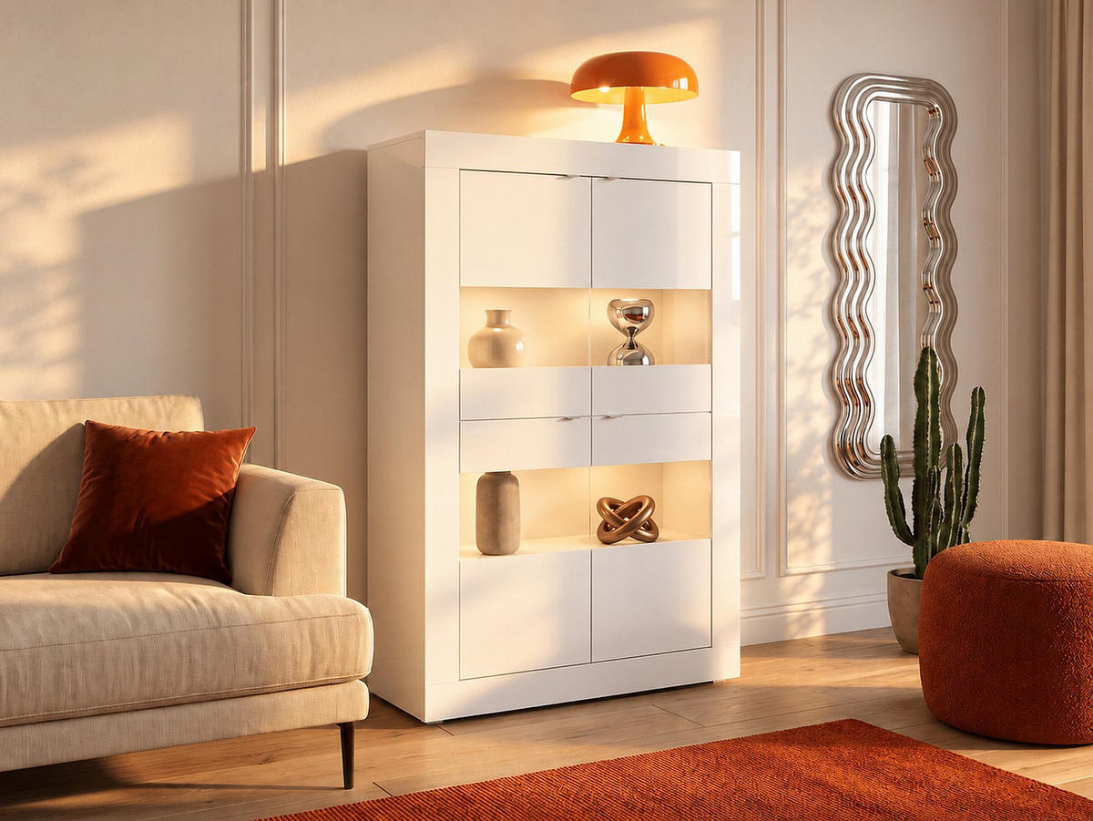 VITRINENSCHRANK - 102 x 43 - holz - weiß Comete - Weiß, Holz (102/162/43cm) - Vente-Unique