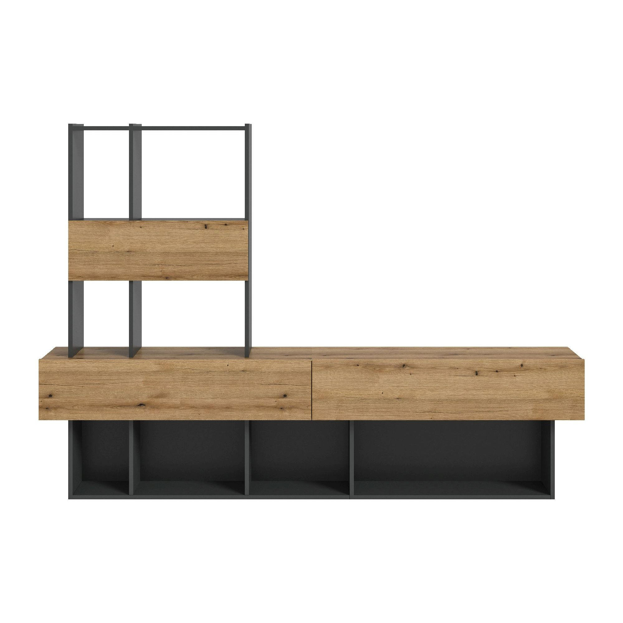WOHNWAND Lennox 38/210/147 cm - Grau, Holzwerkstoff (210/147/38cm) - Xonox