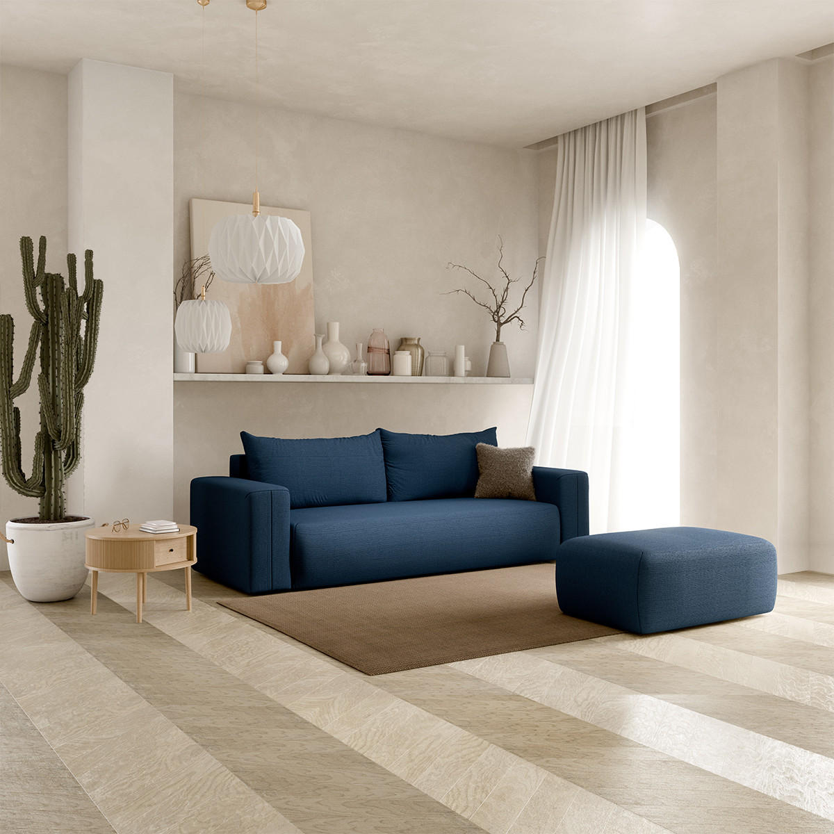 Thumbnail - Petits-meubles Sofa, Blau, Holz, 252x72x97 cm, Wohnzimmer, Sofas & Couches, Sofas, 3-Sitzer Sofas
