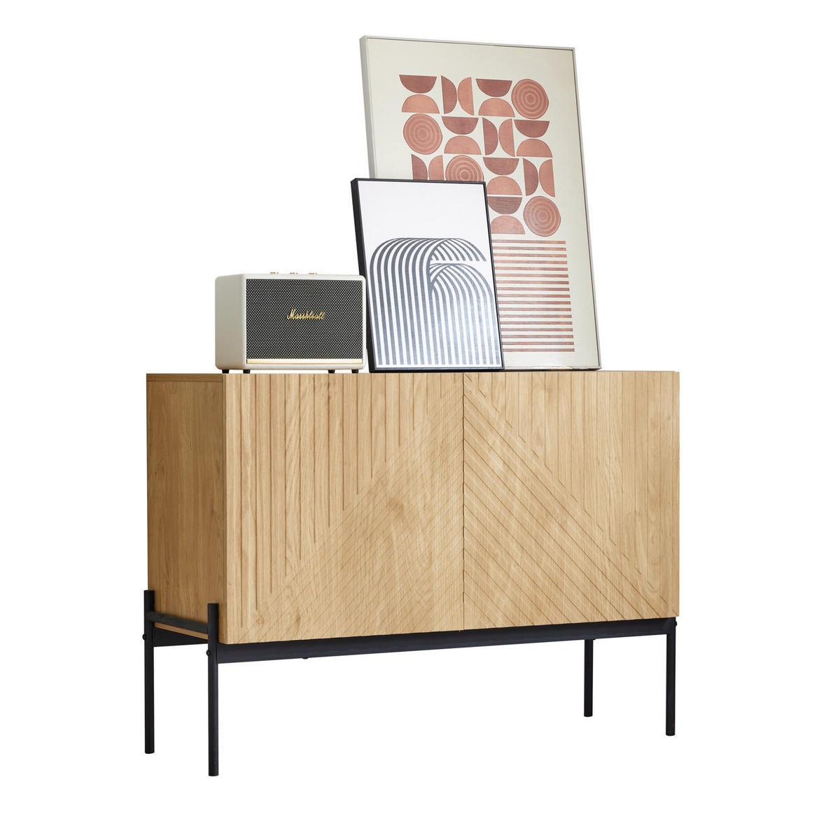 SIDEBOARD aus Spanplatte 40x100x75 cm Natur mit verstellbarem Einlegeboden und Metallrahmen - Naturfarben, Holzwerkstoff (100/75/40cm) - IVMEU