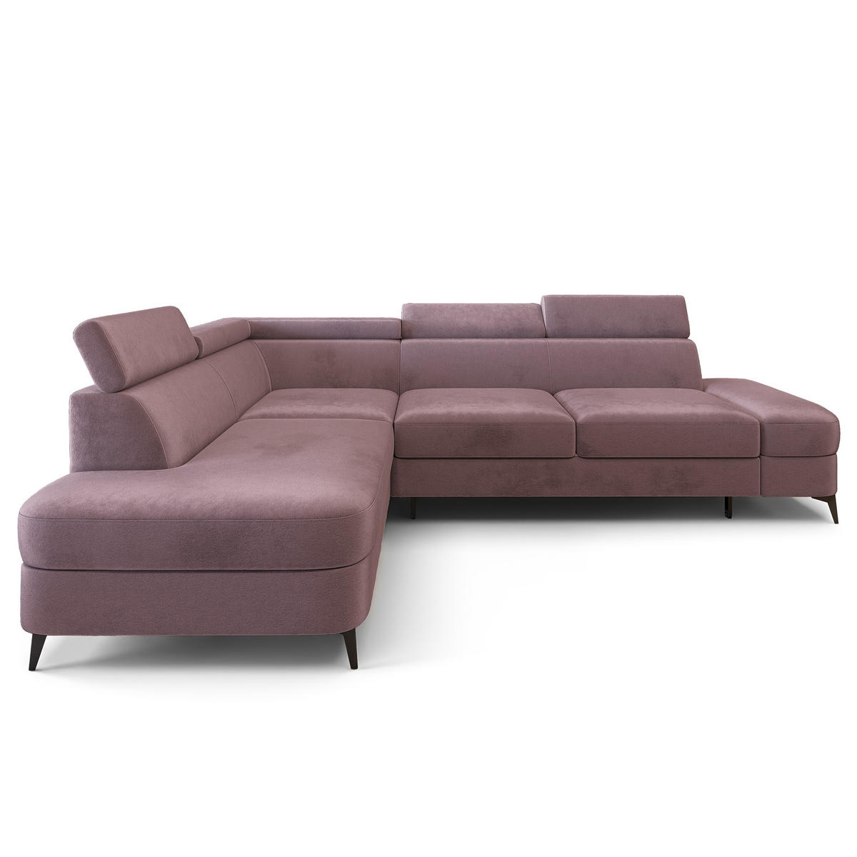 ECKSOFA AVISE M L-S Lila Velours-Stoff mit Schlaffunktion - Lila, Holzwerkstoff/Textil (268/195cm) - MASSENO