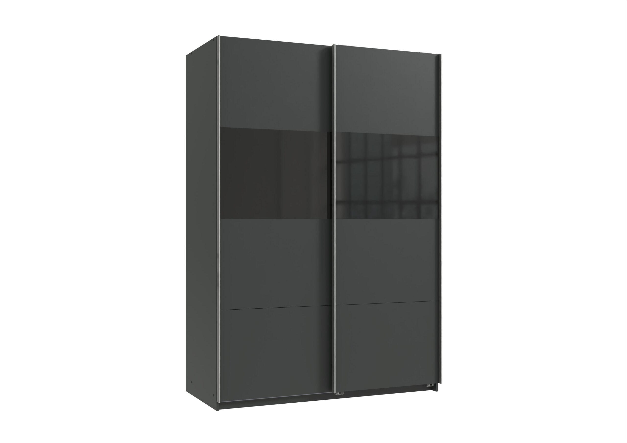 XXXLutz Schwebetürenschrank Grau, Schwarz 135x198x65 cm
