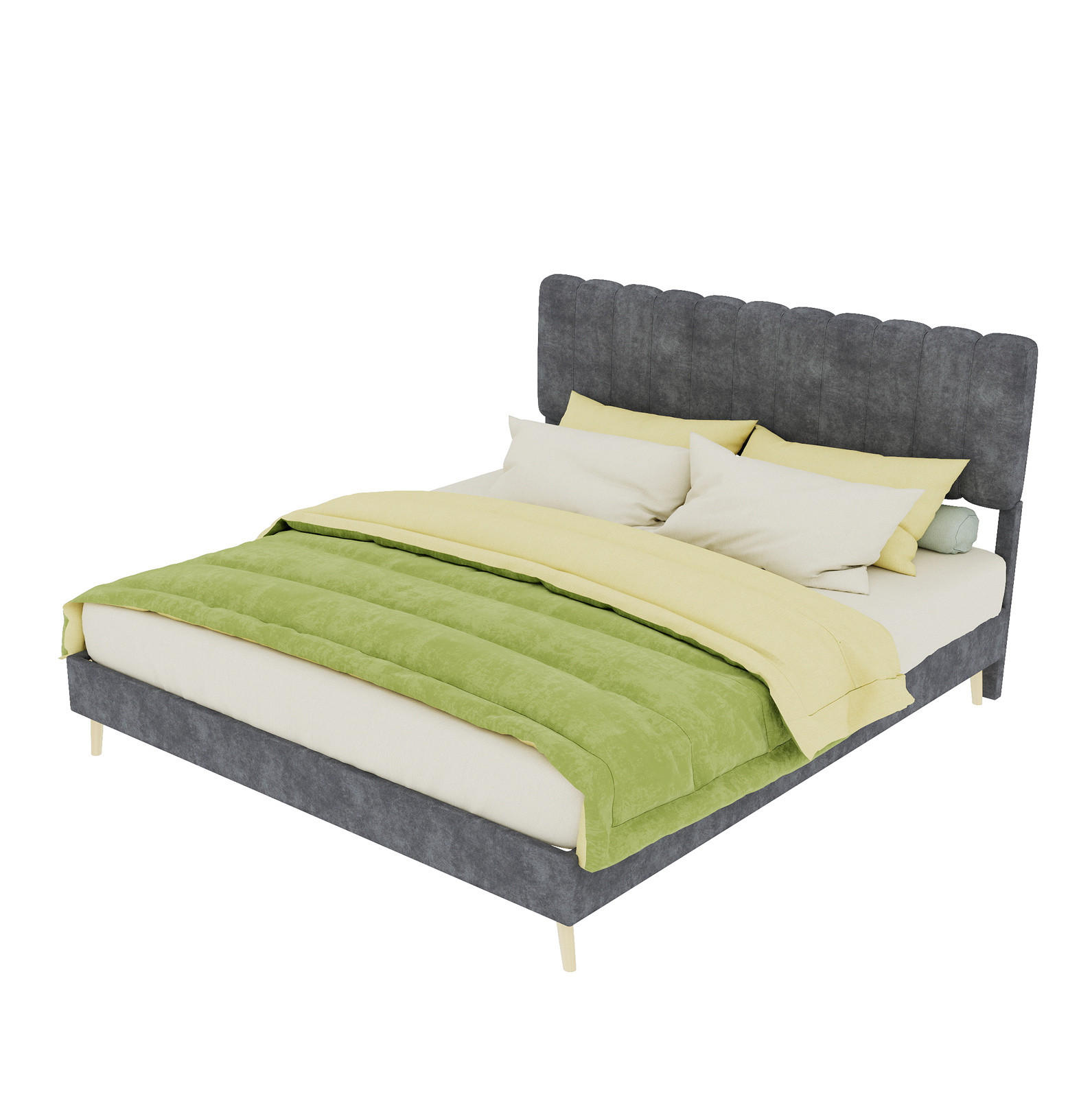 OKWISH ČALOUNĚNÁ postel 160/200 cm šedá z látky a kovu s měkkým čelem