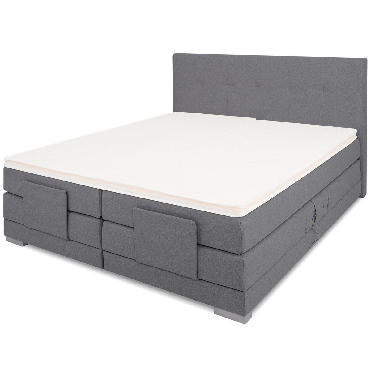 SPLIT-TOPPER für elektrische Betten Premium - Weiß, Textil (180/200cm) - wonello