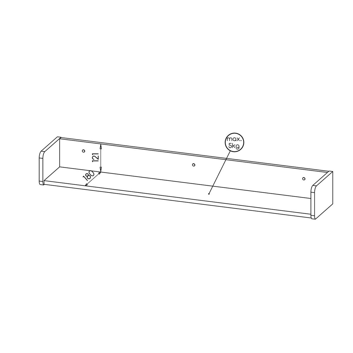 WANDREGAL Prestigo Schwarz, Warmia Walnuss - Walnussfarben/Schwarz, Holzwerkstoff (120/14/21cm) - Bettso