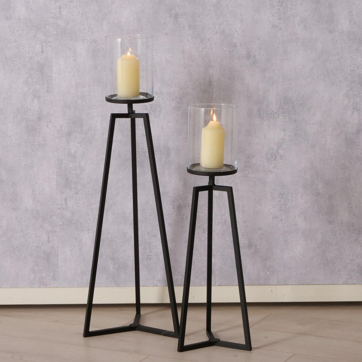 KERZENHALTER aus Glas auf Metallgestell Cosa - Schwarz, Metall (28/95/30cm) - Boltze Home