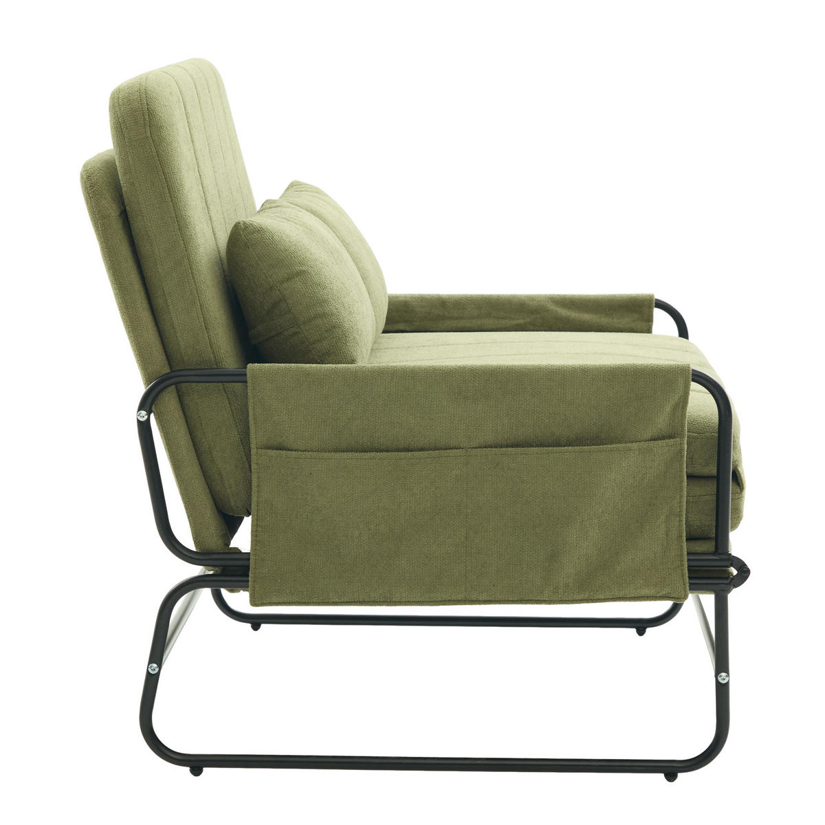 SCHLAFSOFA 2-Sitzer umbaubar mit Metallgestell, DE-42601, Grün - Olivgrün, Metall (104/92/85cm) - ComfortXL