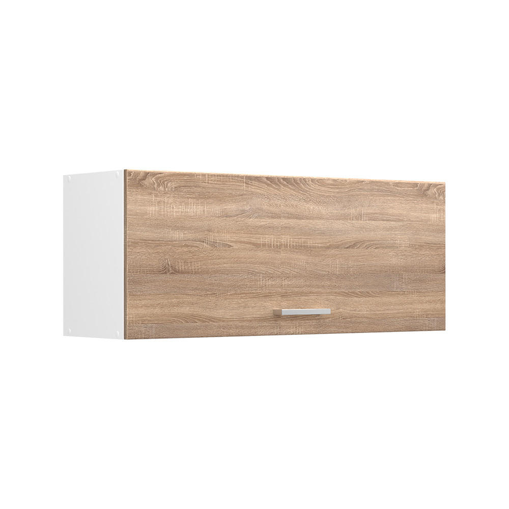 HÄNGESCHRANK R-Line, Sonoma/Weiß, 100 cm Flach - Weiß/Sonoma Eiche, Holzwerkstoff (100/40/31cm) - Vicco